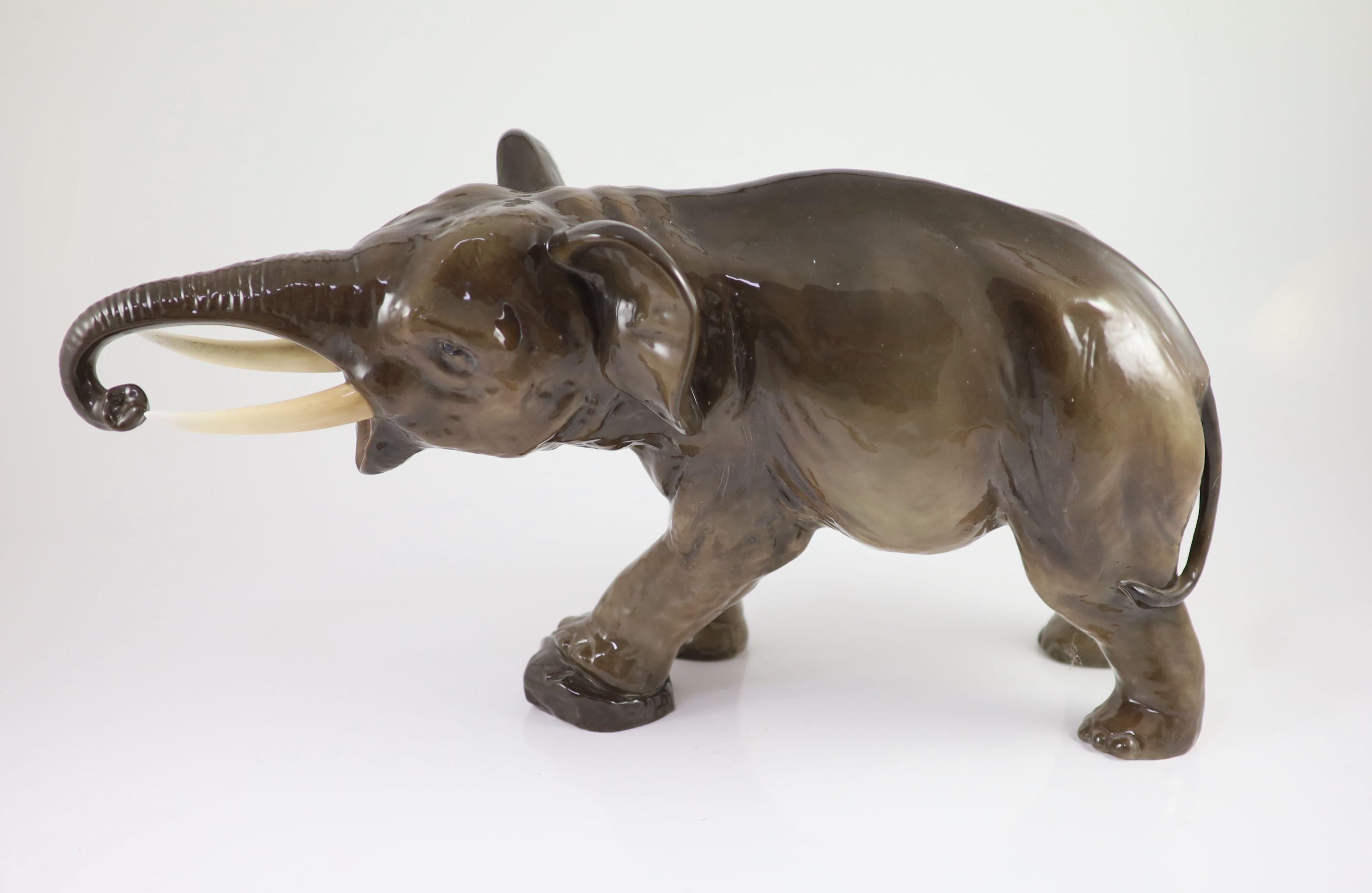 A large Royal Doulton pottery figure of an elephant, HN2640, probably a prototype model, 58 cm long